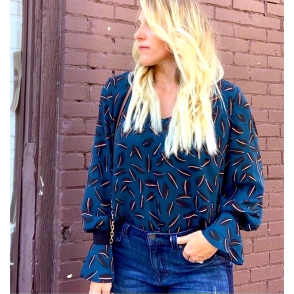 CABI Shadow Leaf Blouse Size S